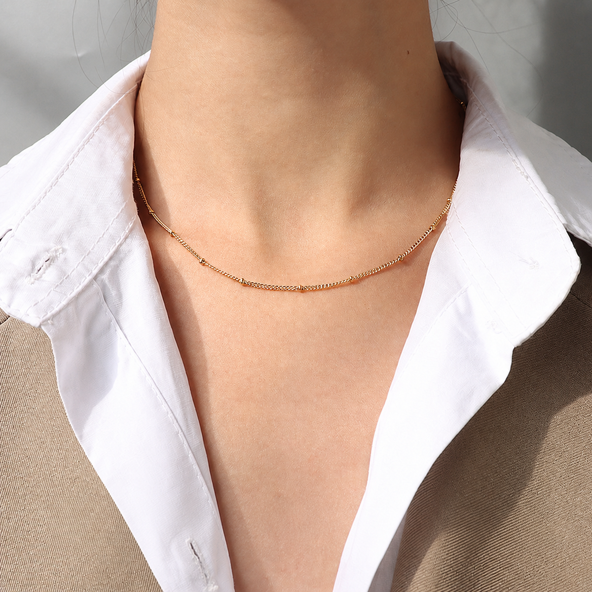 Gold Side Beaded Chain