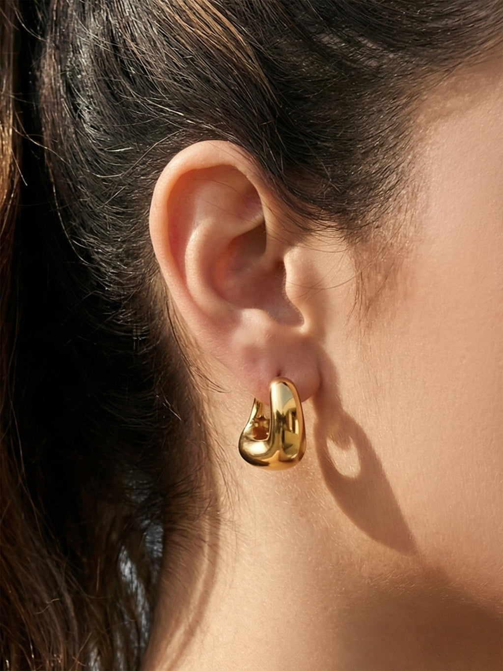 Oval Huggie Hoop Earrings