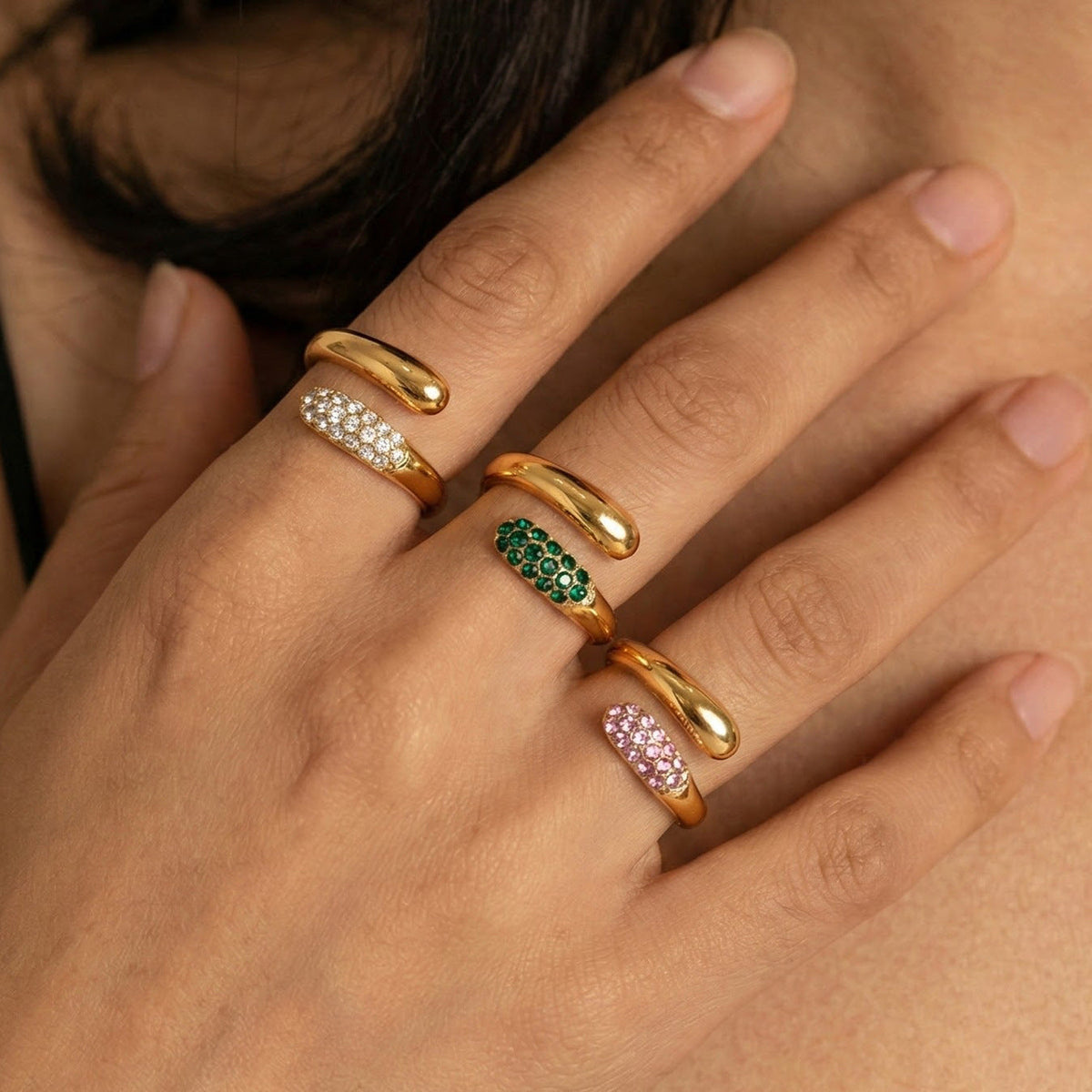 Grace Zircon Cross Ring worn on hand