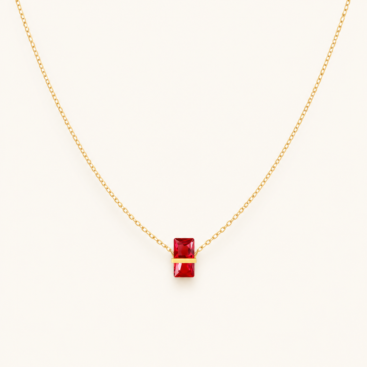 Birthstone of Grace Necklace — July · Ruby Pink-Red