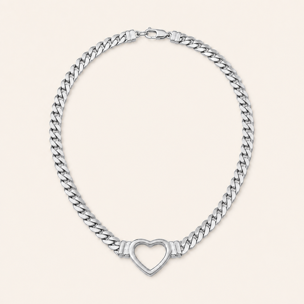 Bold Devotion Heart Necklace – Silver