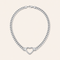 Bold Devotion Heart Necklace – Silver
