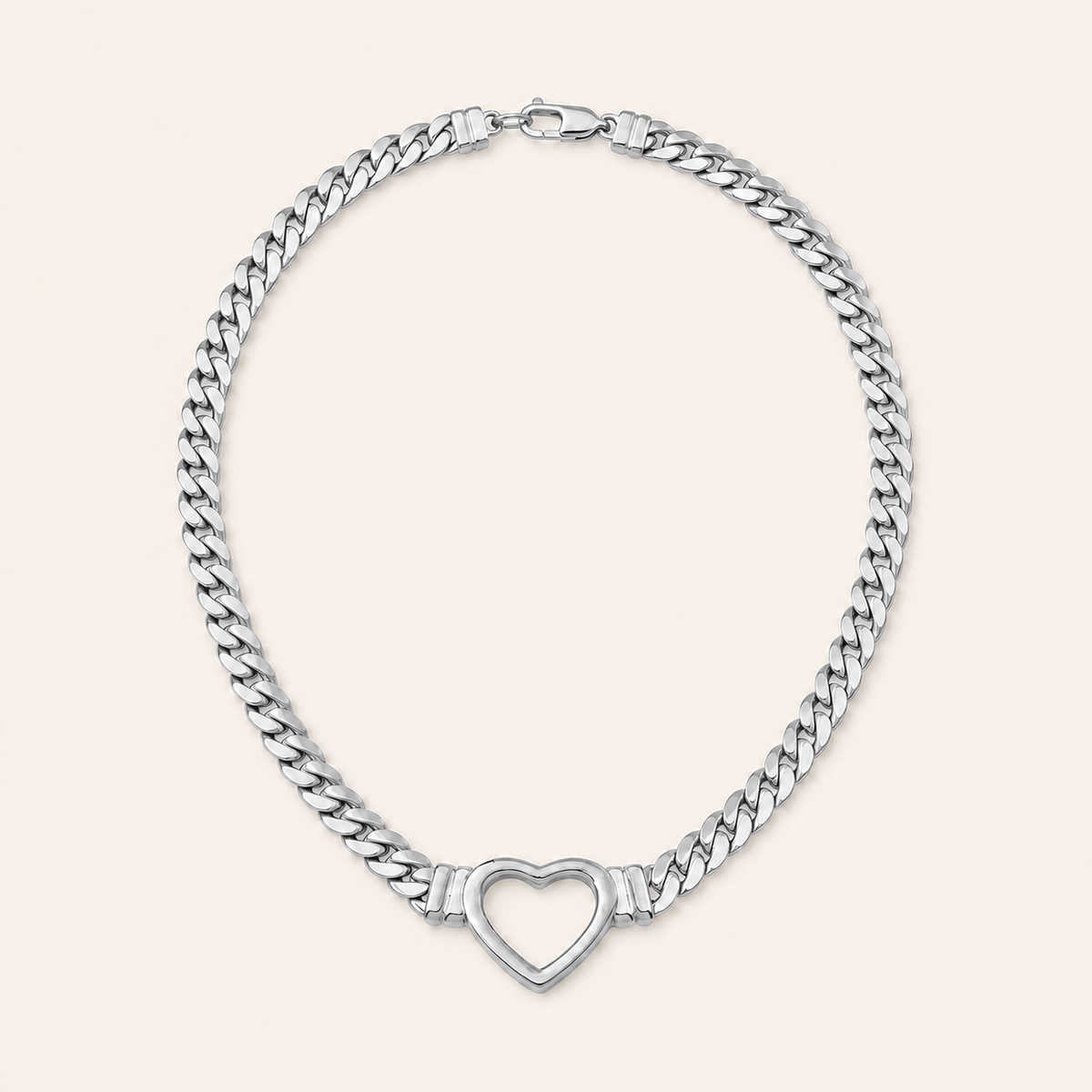 Bold Devotion Heart Necklace – Silver
