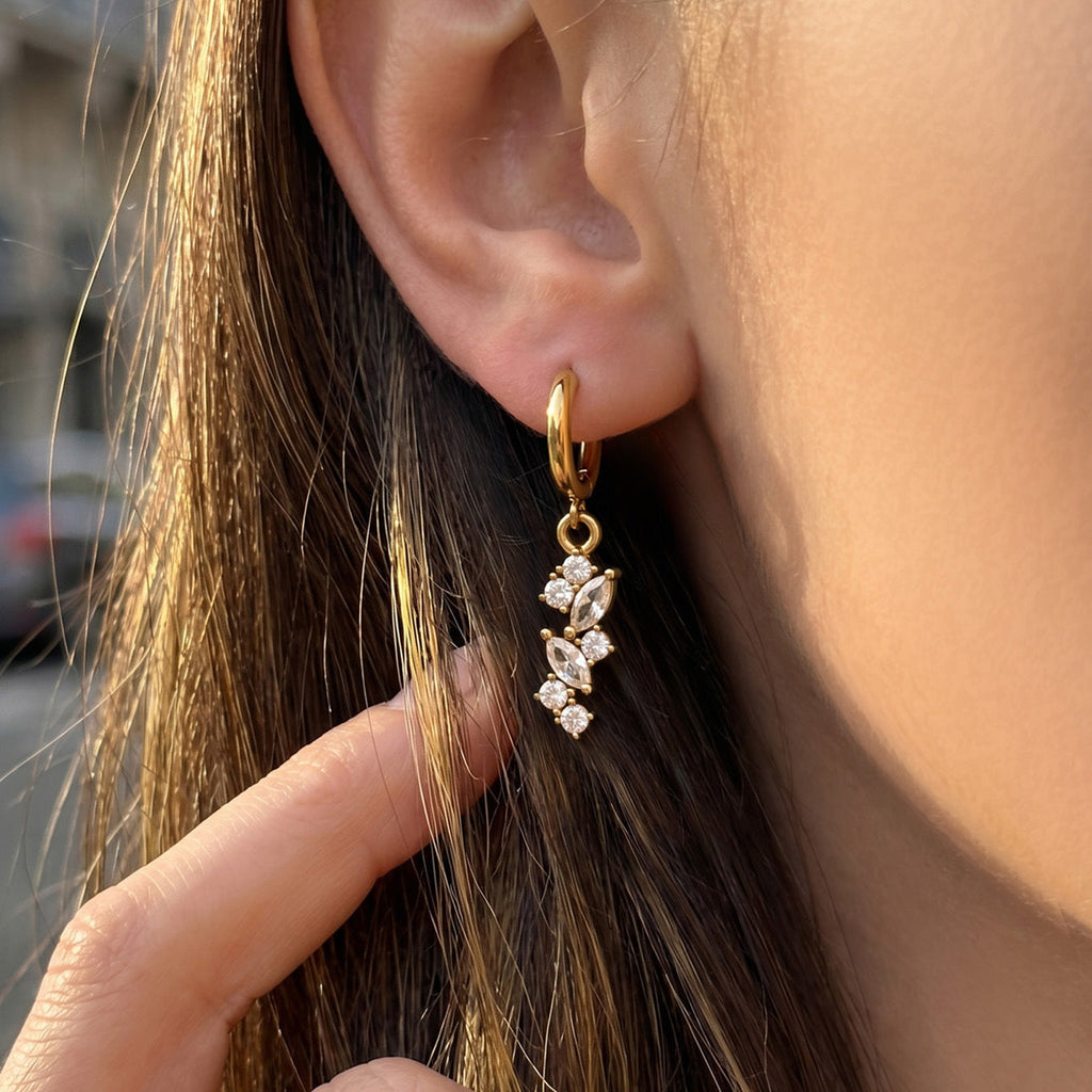 Radiant Leaf Zircon Drop Earrings — Carried in Grace