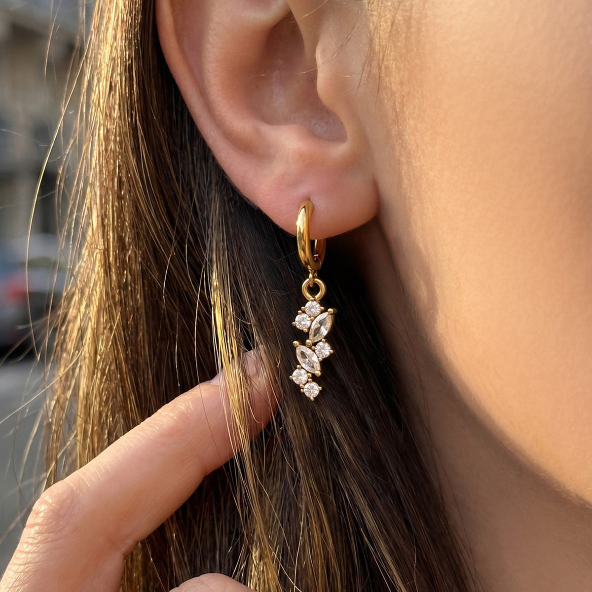 Radiant Leaf Zircon Drop Earrings — Carried in Grace