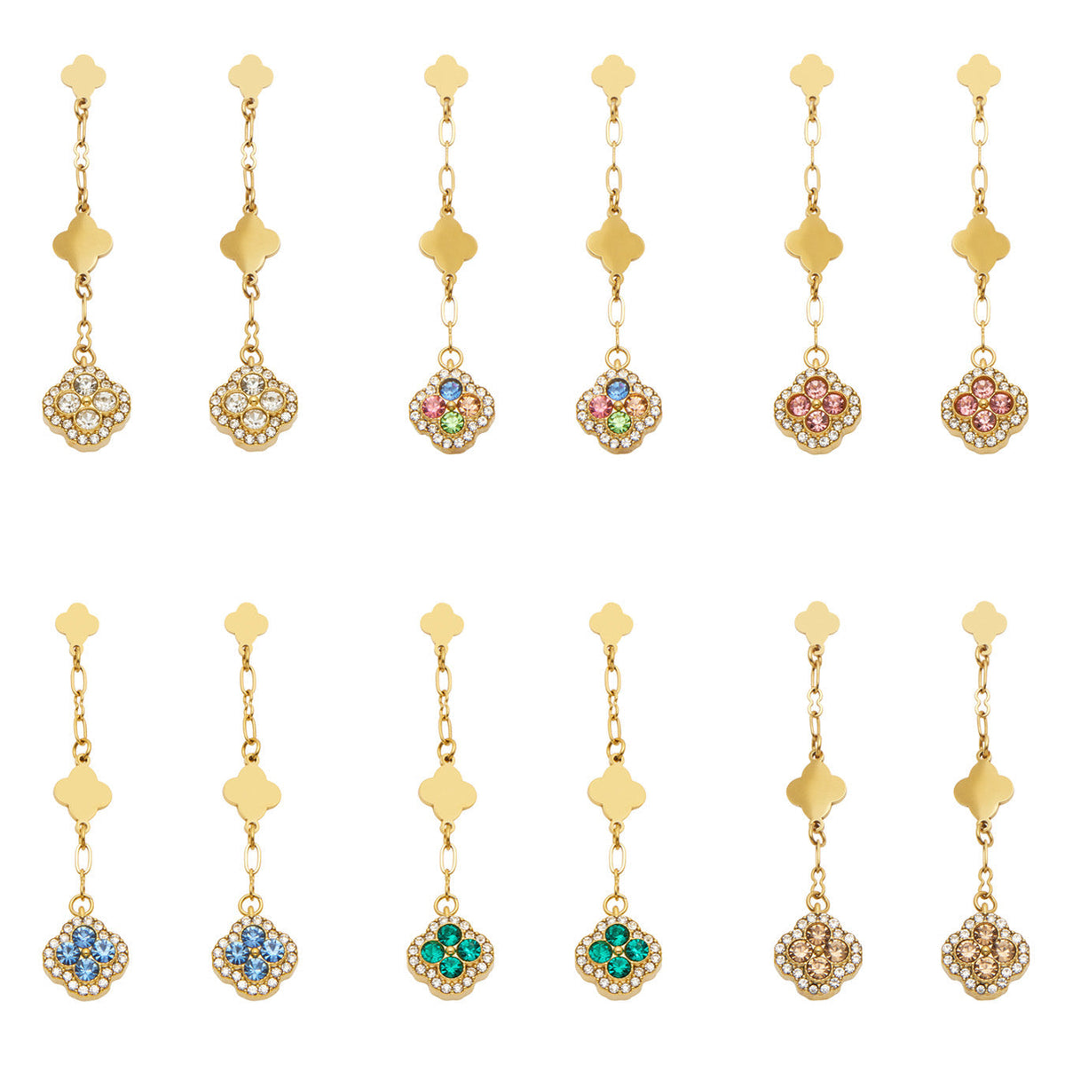 Clover Crystal Drop Earrings — Carried in Grace