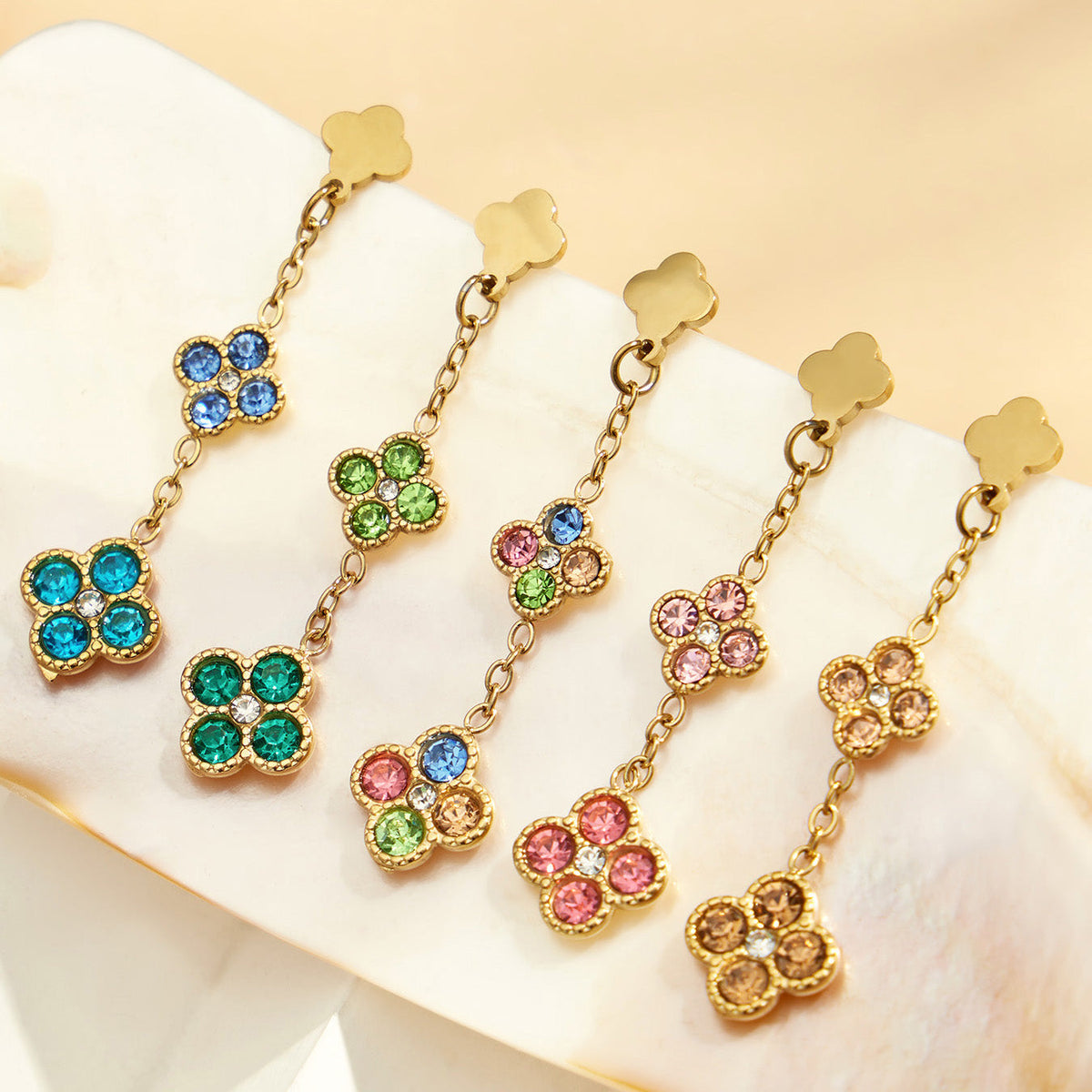 Clover Glow Zircon Earrings — Carried in Grace