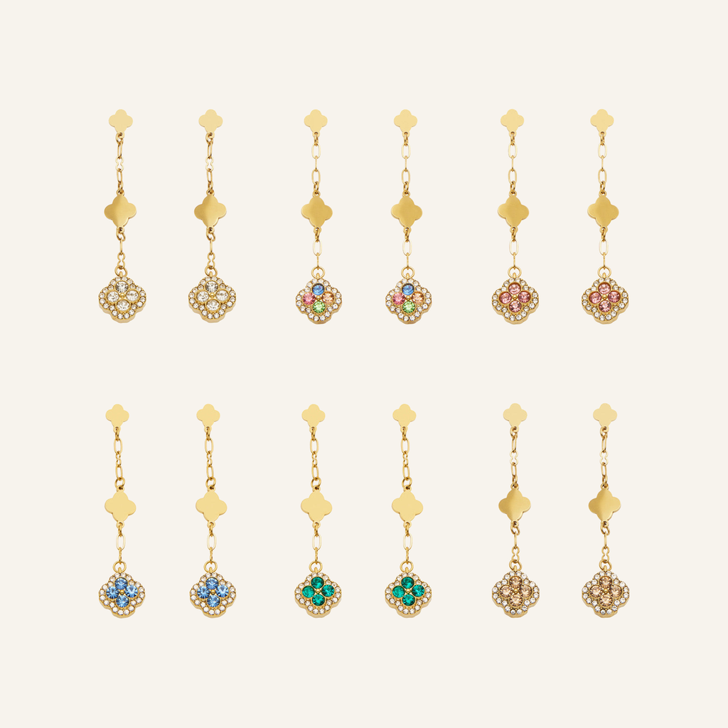 Clover Crystal Drop Earrings – Carried in Grace