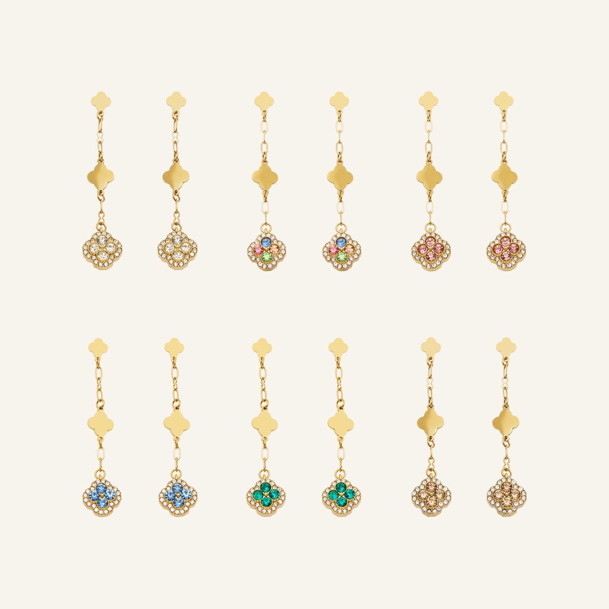 Clover Crystal Drop Earrings – Carried in Grace