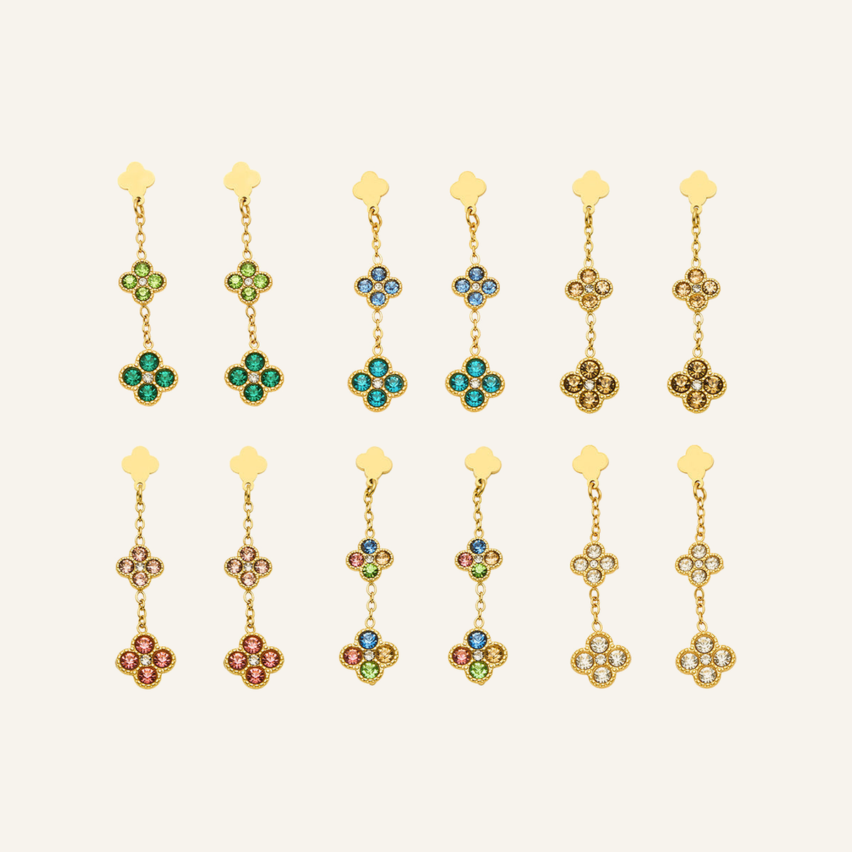 Clover Glow Zircon Earrings – Carried in Grace