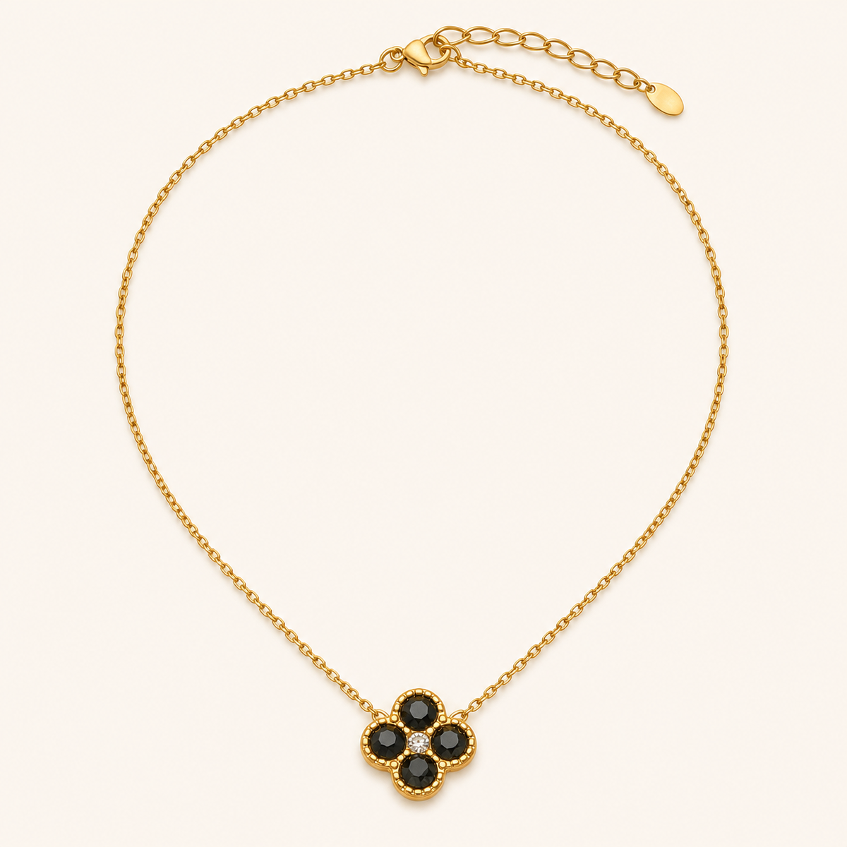 Clover of Grace black zircon necklace in gold