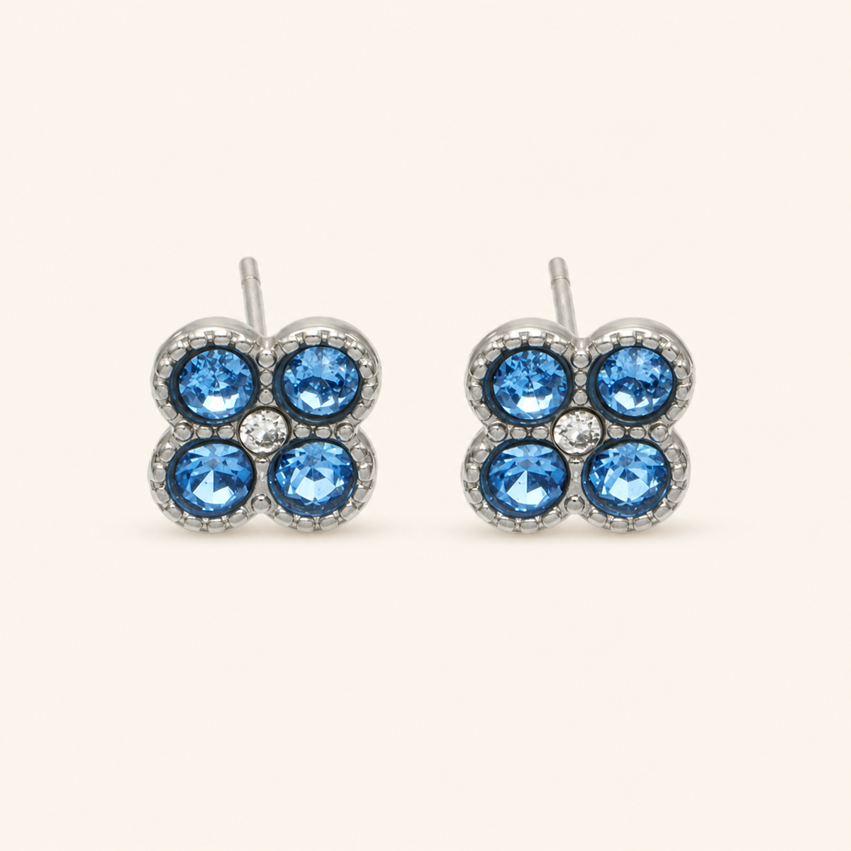Clover of Grace blue zircon earrings in silver