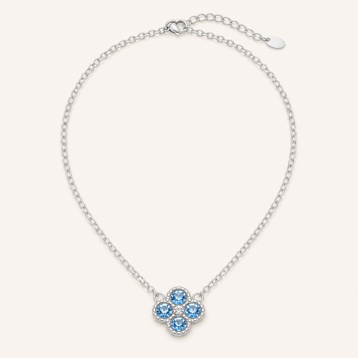 Clover of Grace blue zircon necklace in silver