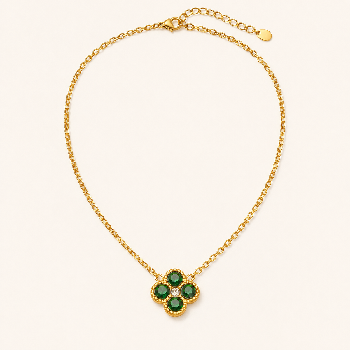 Clover of Grace dark green zircon necklace in gold