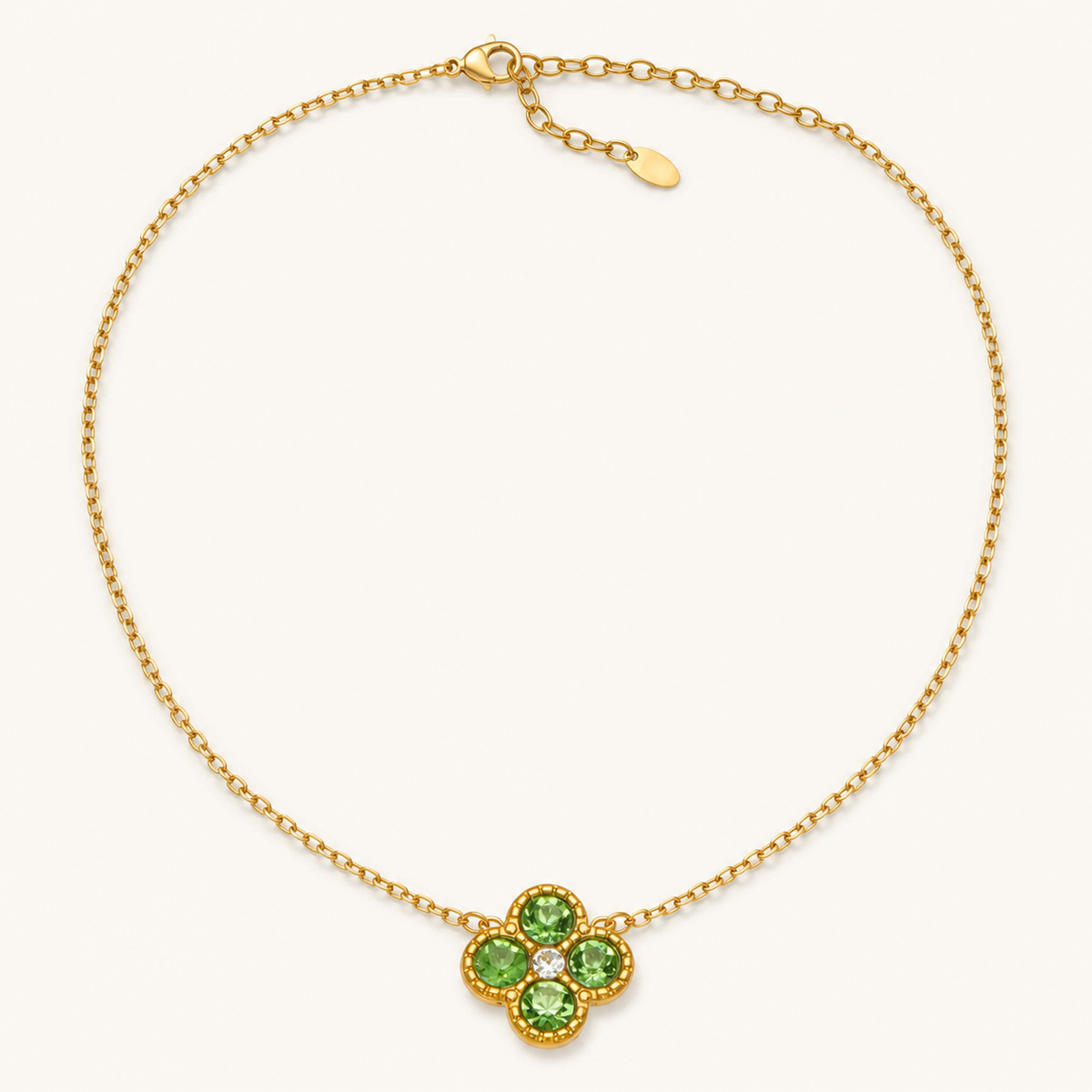 Clover of Grace light green zircon necklace in gold