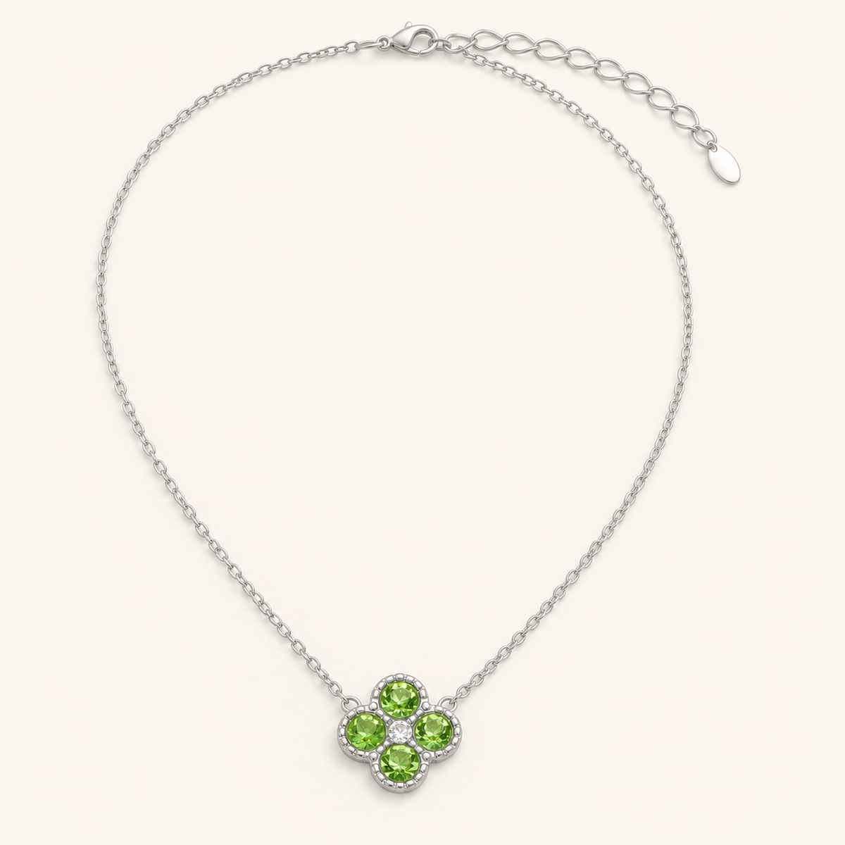 Clover of Grace light green zircon necklace in silver