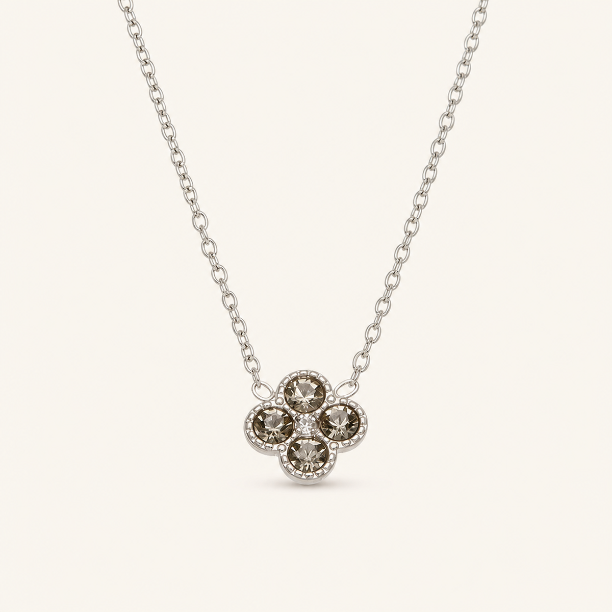 Clover of Grace grey zircon necklace in silver