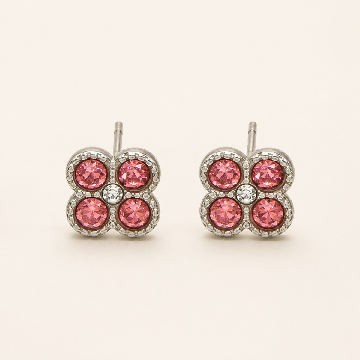 Clover of Grace magenta zircon earrings in silver