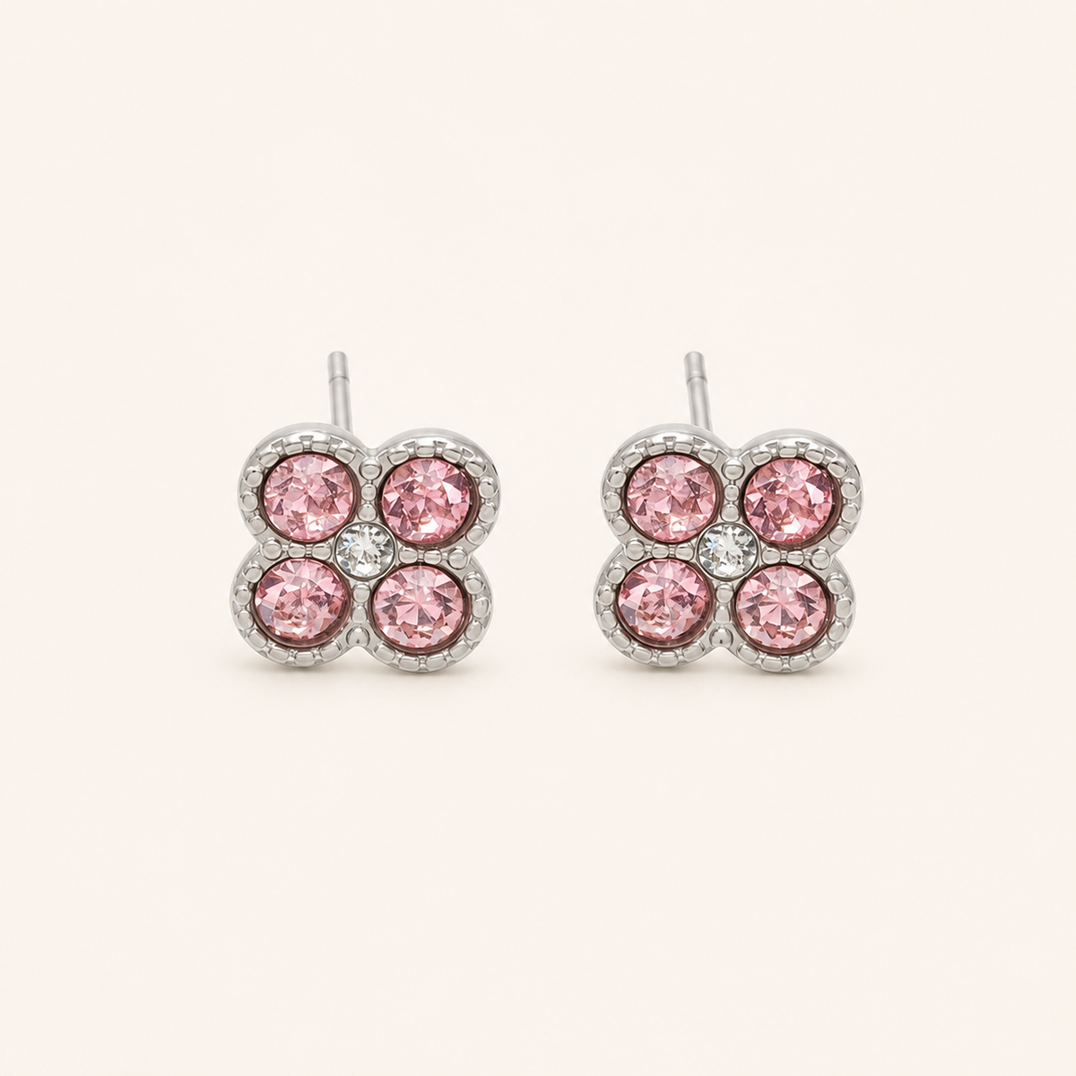 Clover of Grace pink zircon earrings in silver
