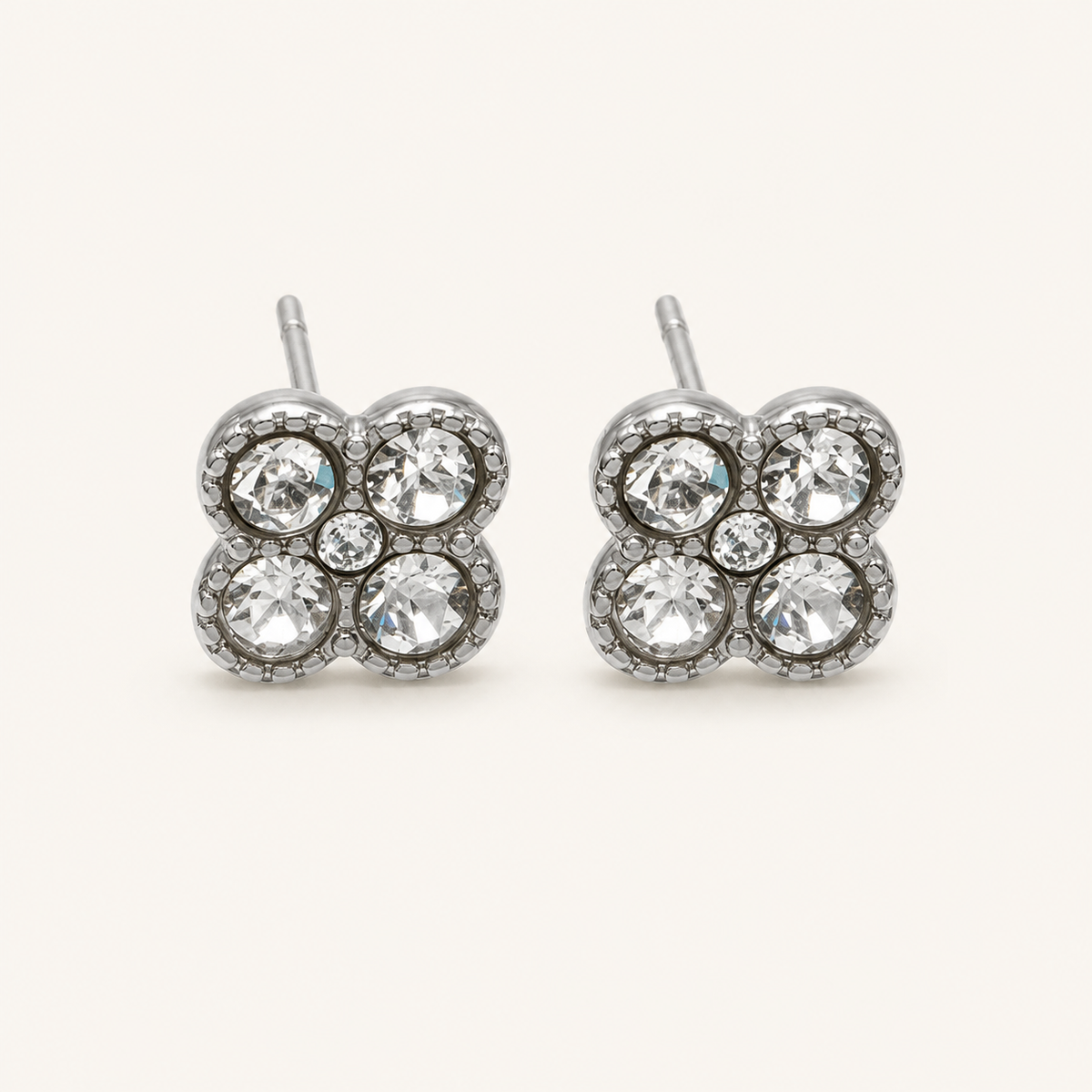 Clover of Grace white zircon earrings in silver