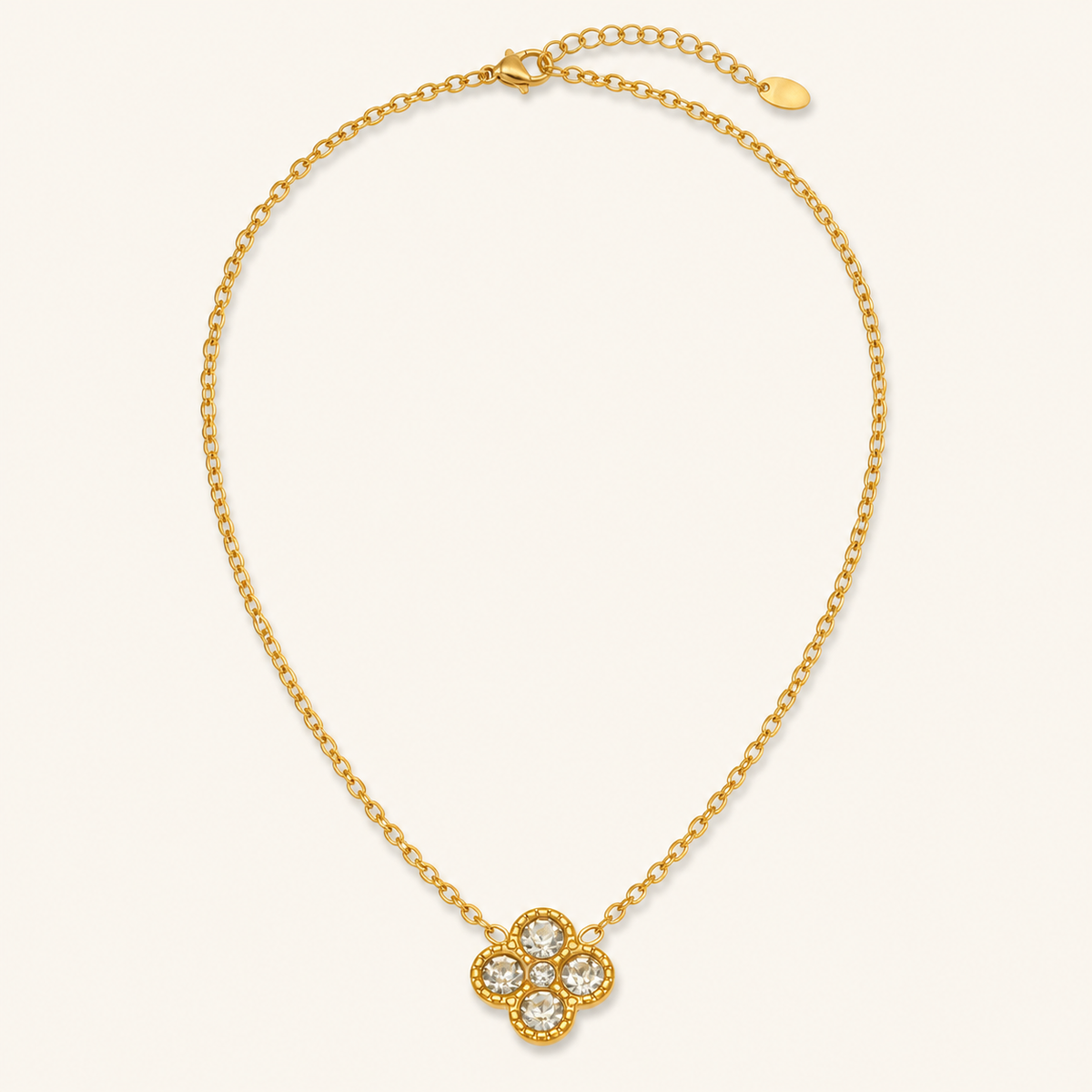 Clover of Grace white zircon necklace in gold