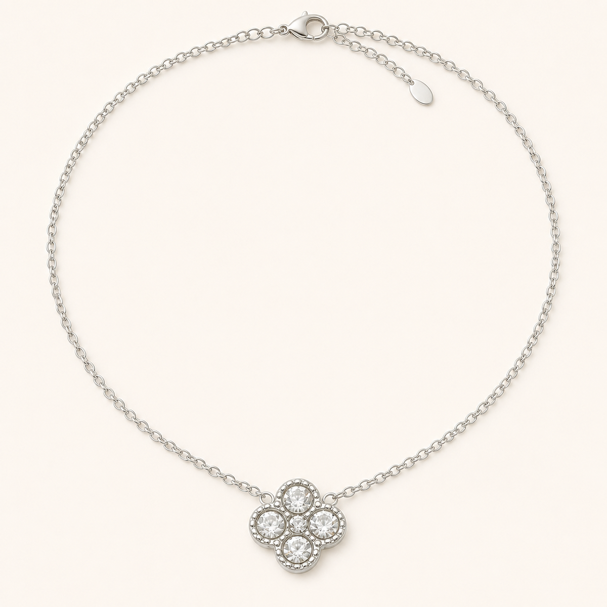 Clover of Grace white zircon necklace in silver