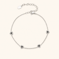 Color of Love heart bracelet — black stones, silver