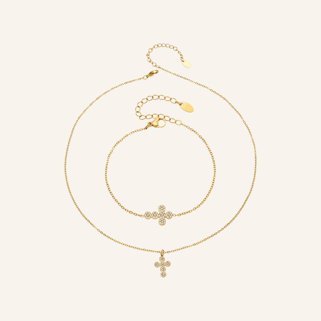 Dainty Cross Zircon Bracelet – Carried in Grace