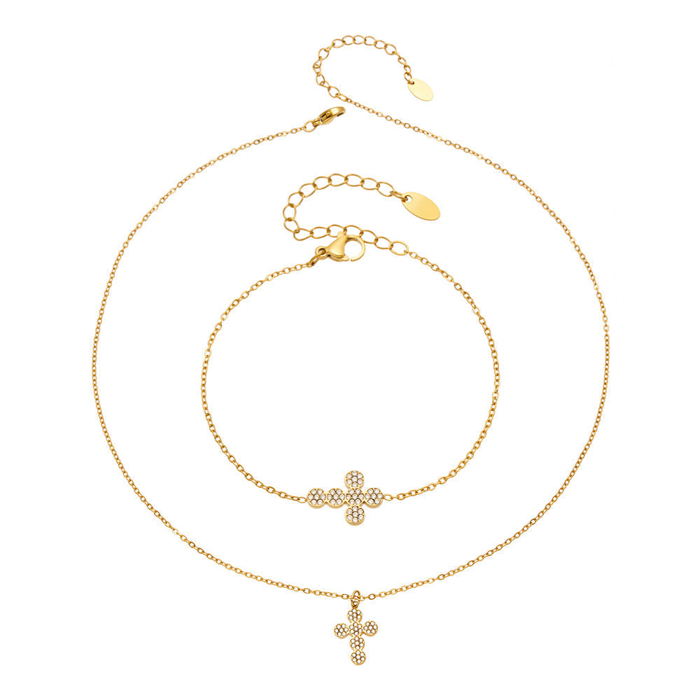 Dainty Cross Zircon Bracelet