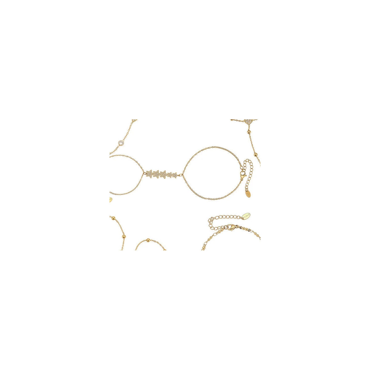 Dainty Grace Finger Chain – Celestial Stars – Gold