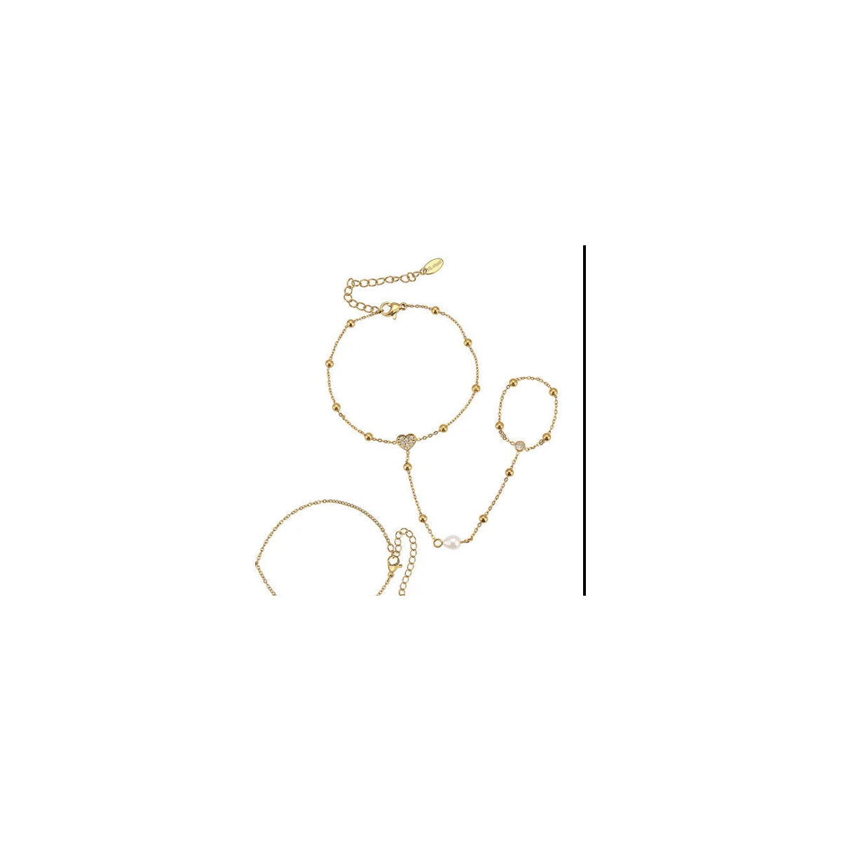 Dainty Grace Finger Chain – Zircon Heart – Gold
