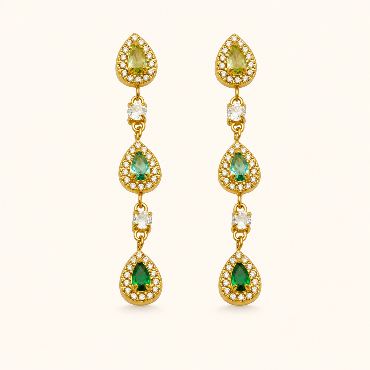 Dew of Grace Teardrop Earrings — Green