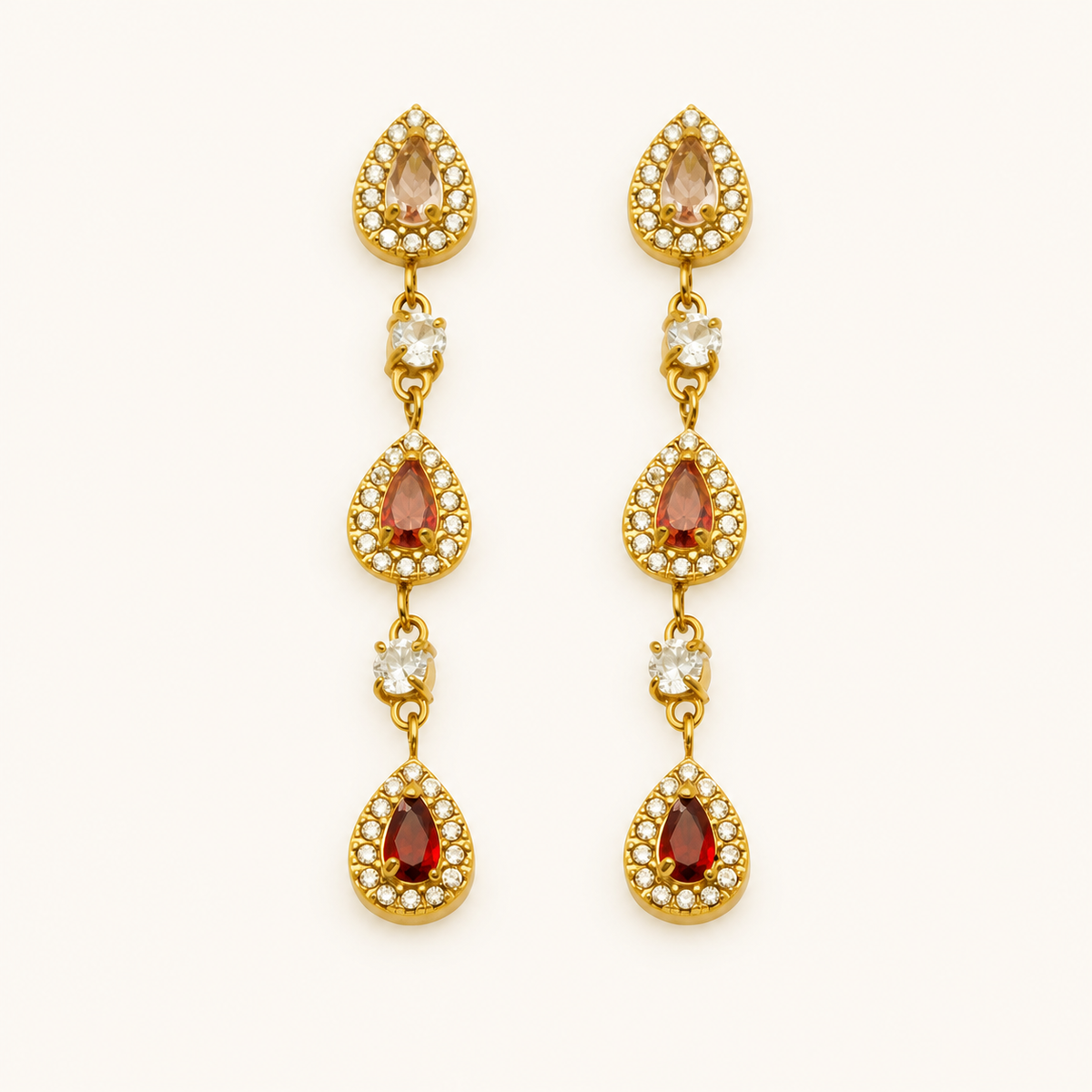 Dew of Grace Teardrop Earrings — Red