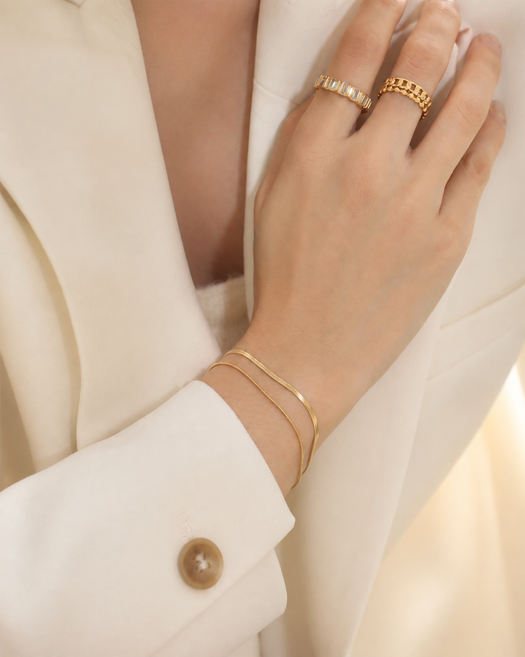 Double Light Layer Bracelet worn by a model