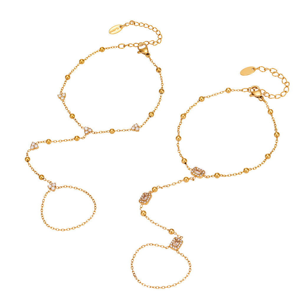 Fleur and Halo zircon hand chain