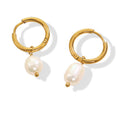 Freshwater Pearl Hoop Earrings in gold