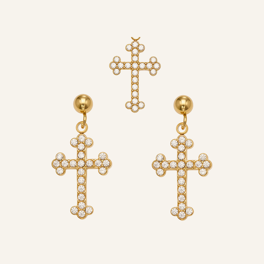Grace Zircon Cross Earrings – Carried in Grace
