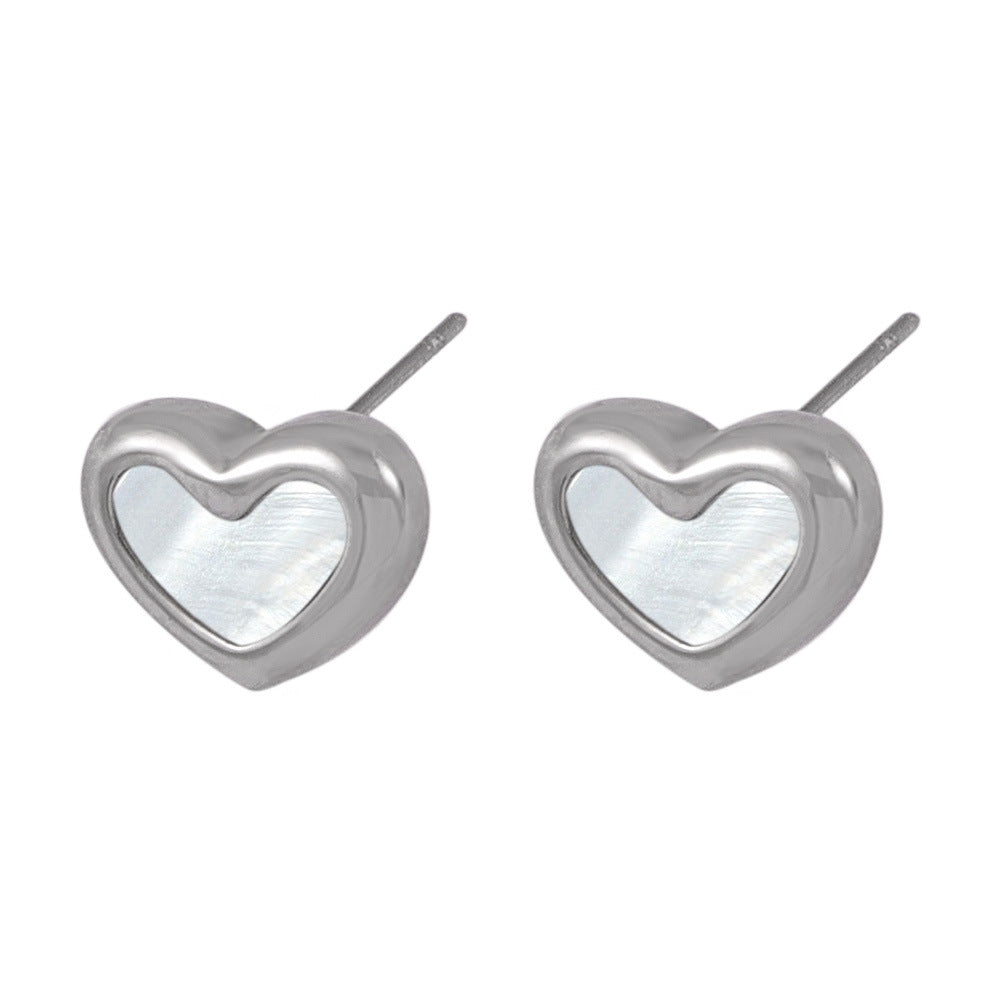 Heart Shell Earrings in silver tone