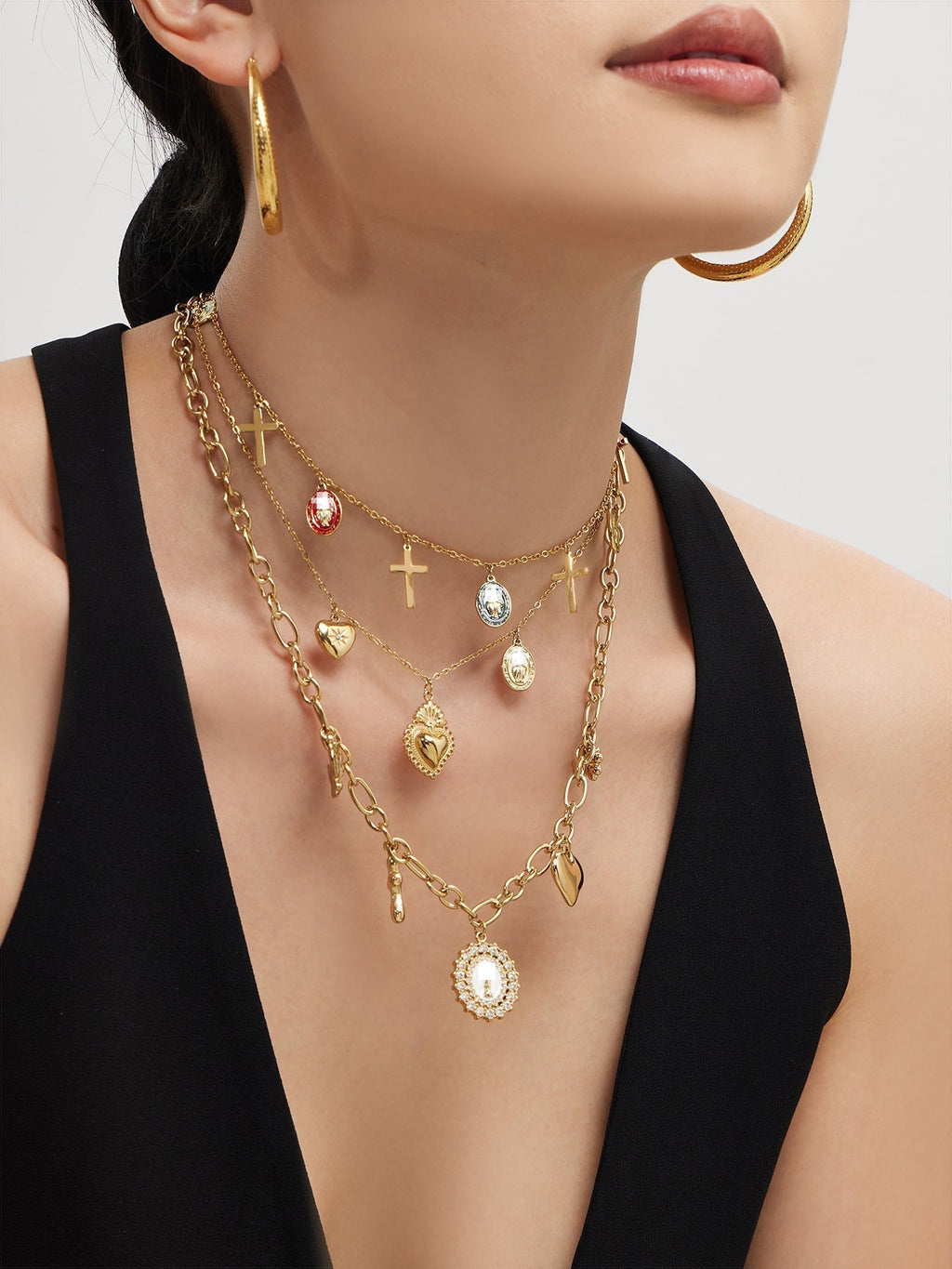 Anointing Cross Charm Necklace detail