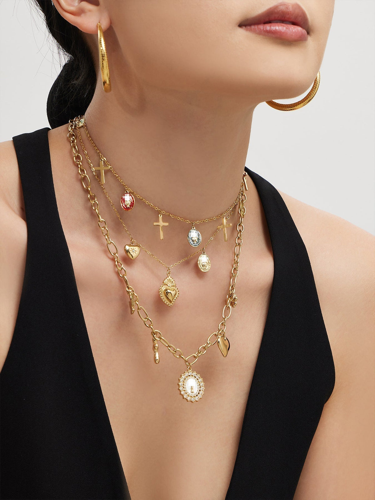 Anointing Cross Charm Necklace detail