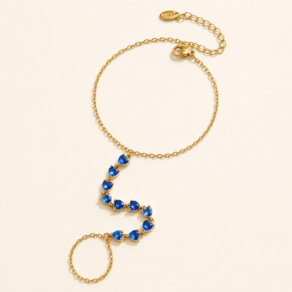 Prism Birthstone Hand Chain — Blue