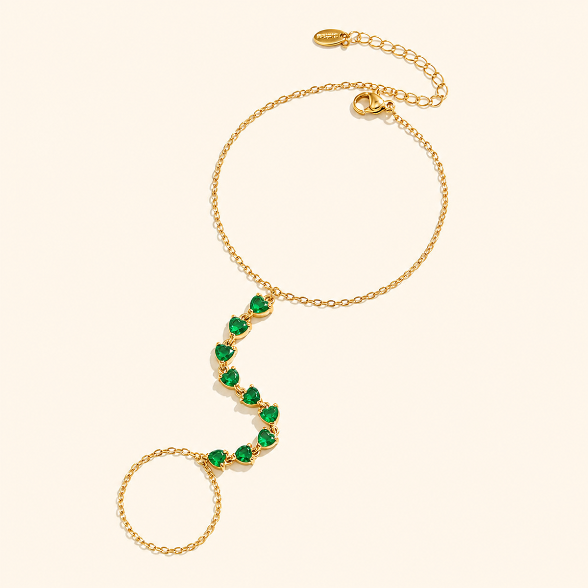 Prism Birthstone Hand Chain — Green