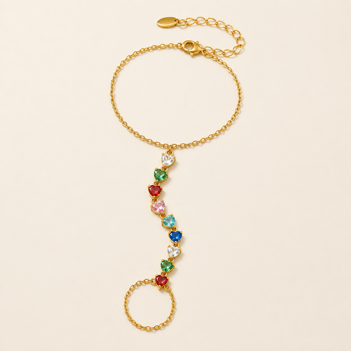 Prism Birthstone Hand Chain — Multicolor