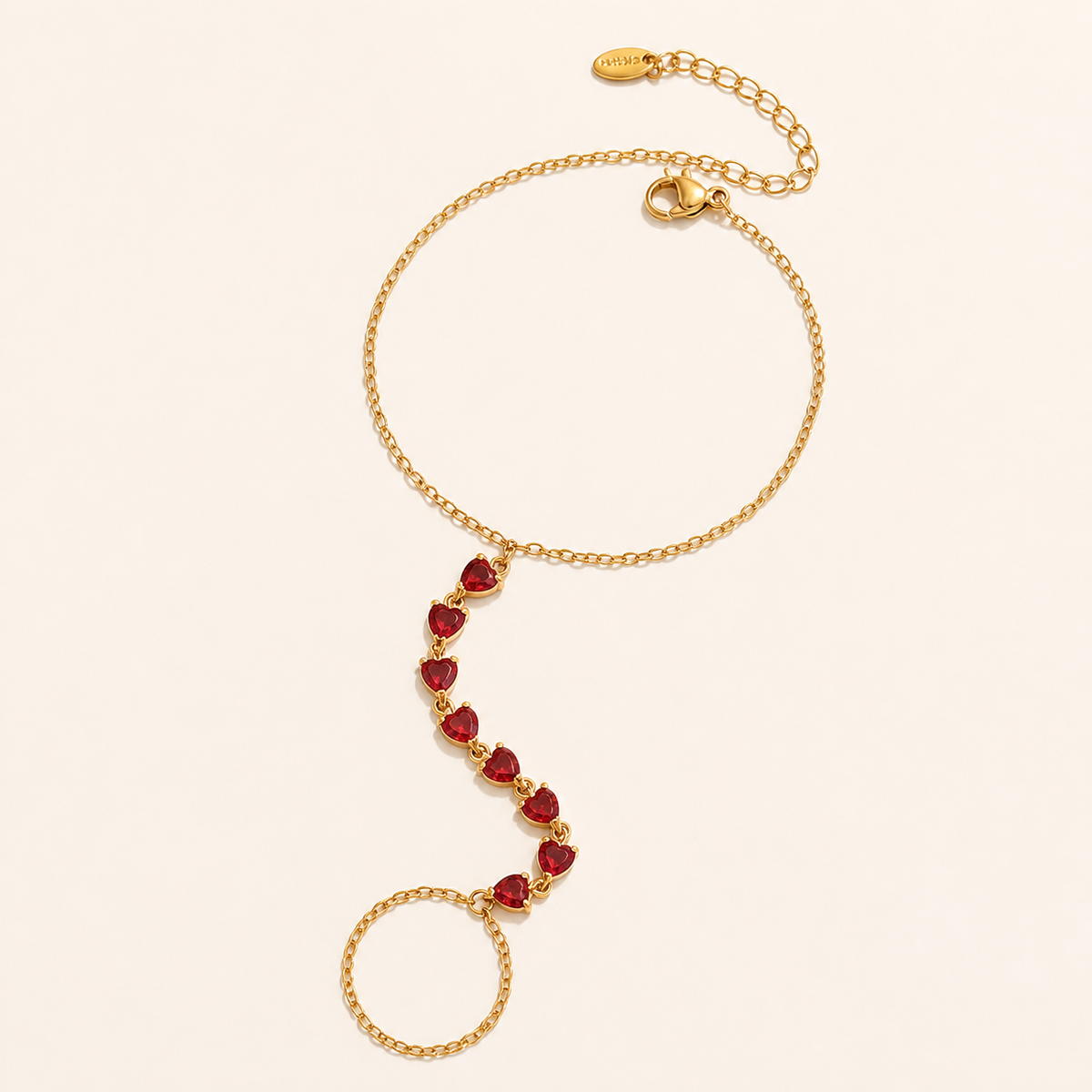 Prism Birthstone Hand Chain — Red
