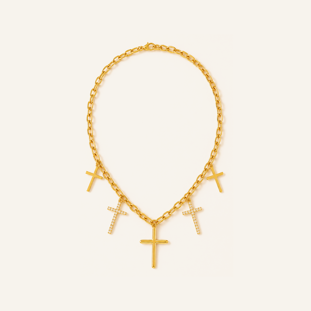 Vintage Five Cross Necklace – Carried in Grace