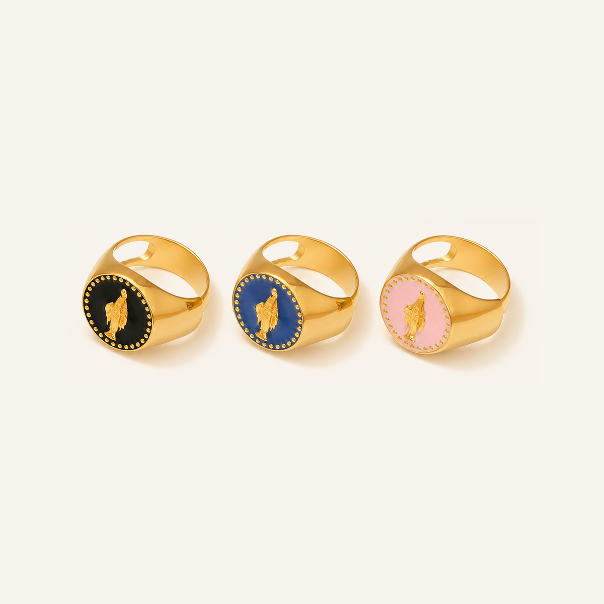 Virgin Mary Enamel Signet Ring – Carried in Grace
