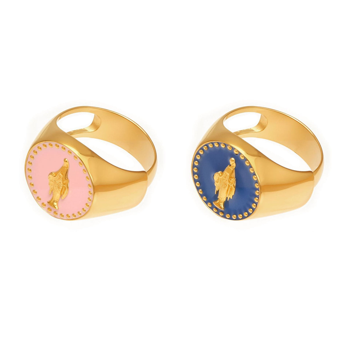 Virgin Mary Enamel Signet Ring